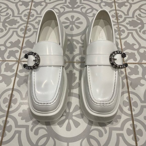 Gucci Dionysus White Leather Loafers Size 41 - Picture 4 of 13